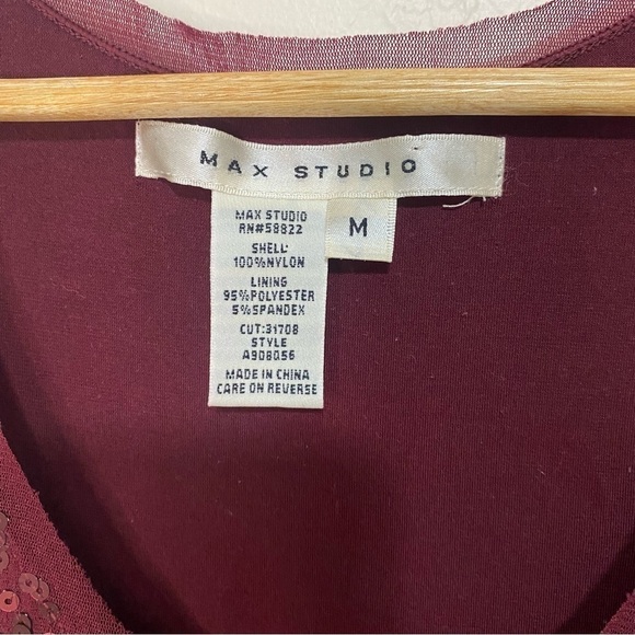 Max Studio burgundy sequined sleeveless cocktail dress Size M - Picture 6 of 7